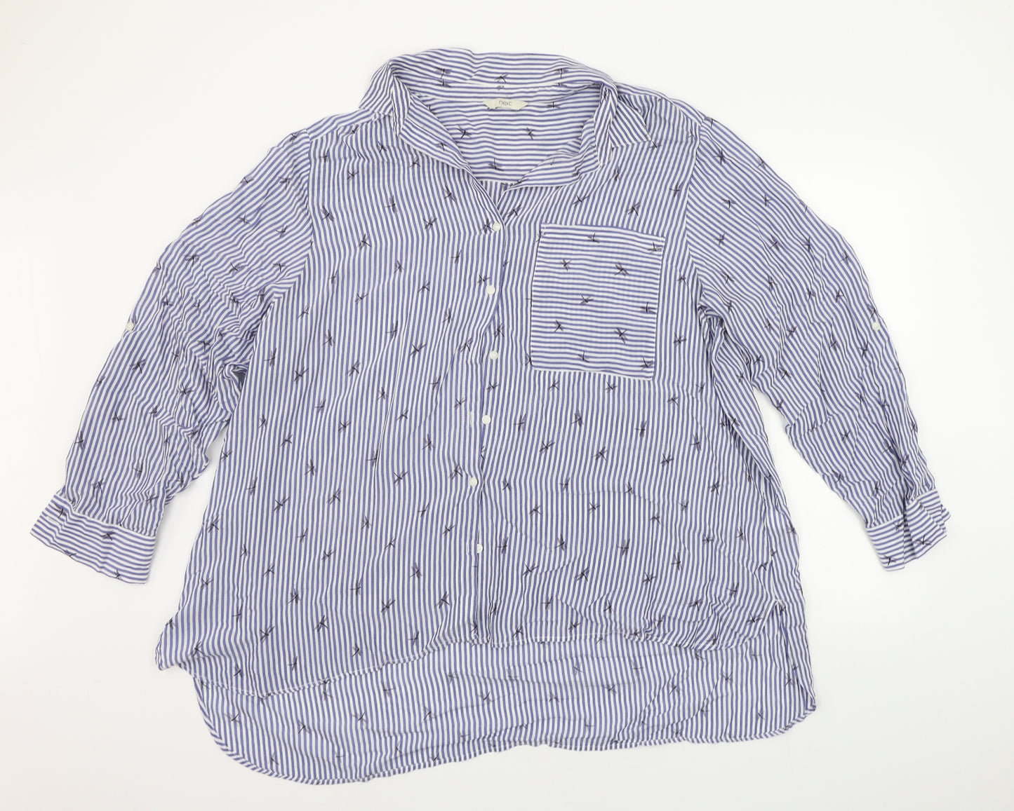 NEXT Womens Blue Striped  Basic Button-Up Size 26