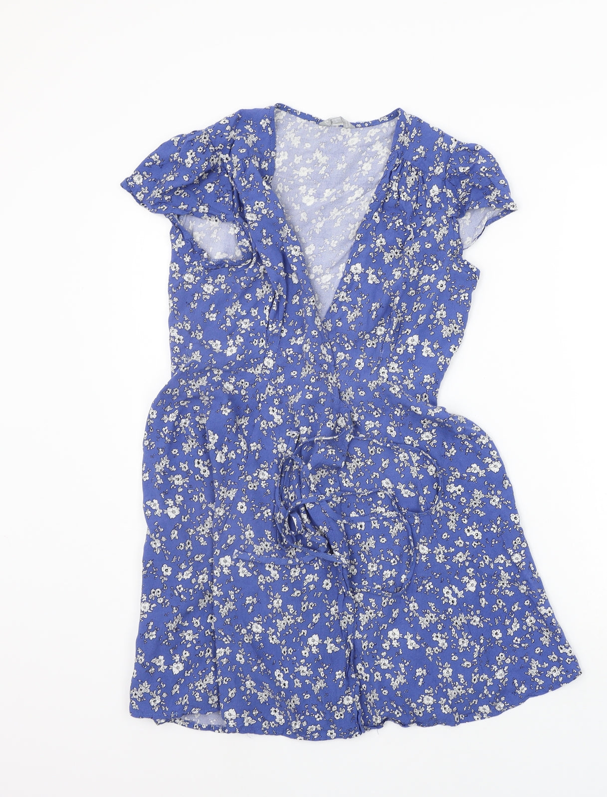 NLW Womens Blue Floral  A-Line  Size L