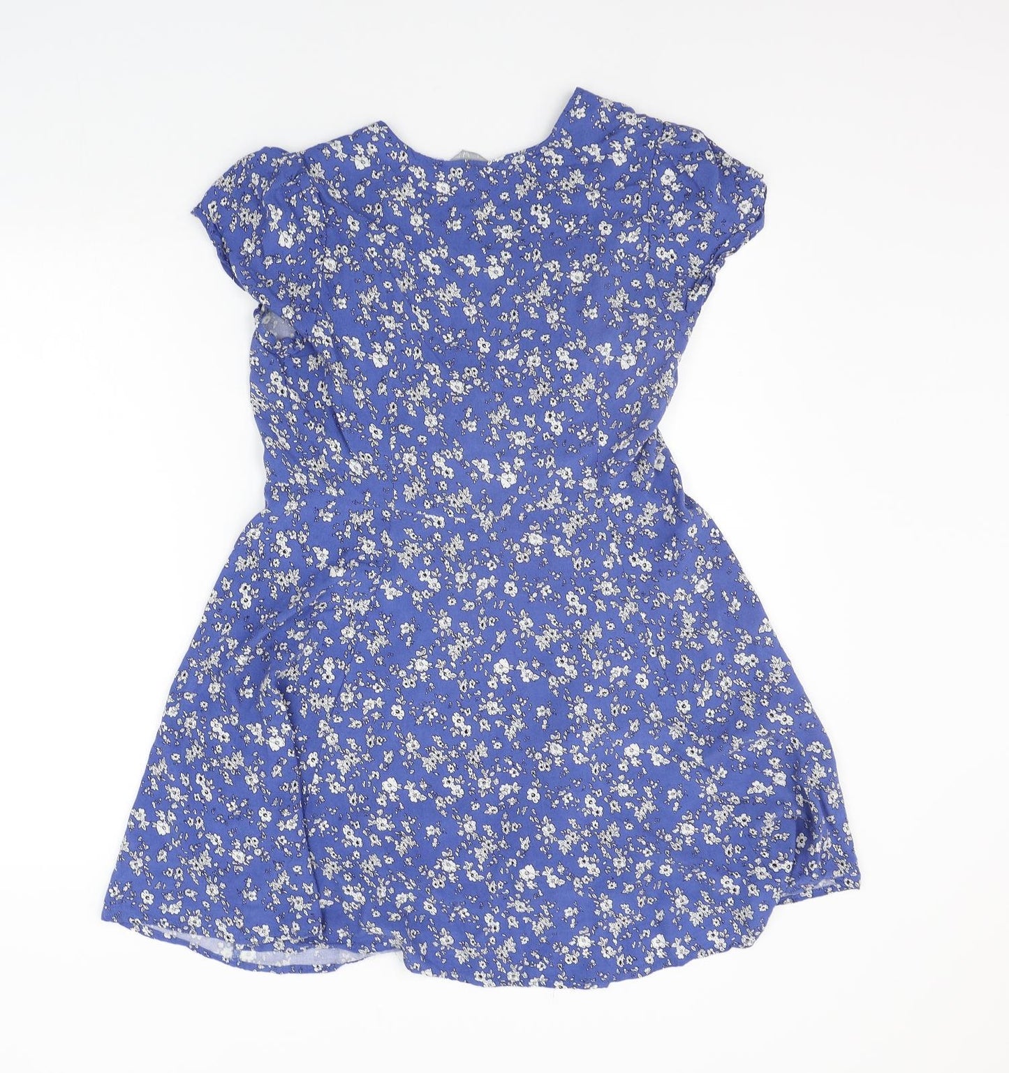 NLW Womens Blue Floral  A-Line  Size L