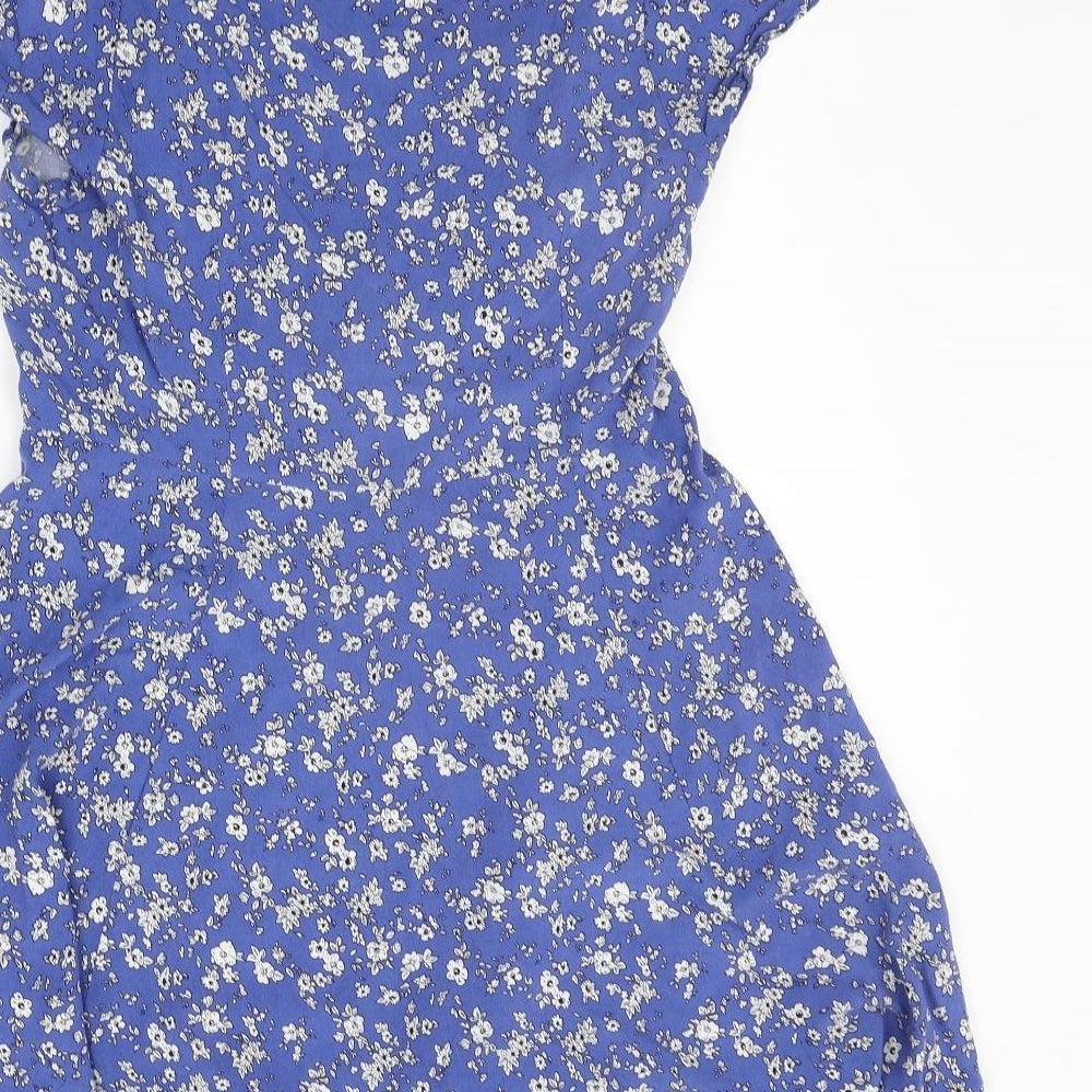 NLW Womens Blue Floral  A-Line  Size L
