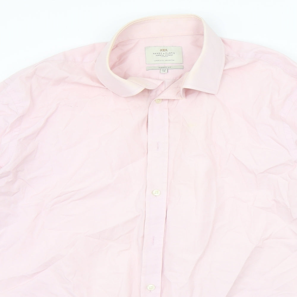 Hawes & Curtis Mens Pink    Button-Up Size 17.5