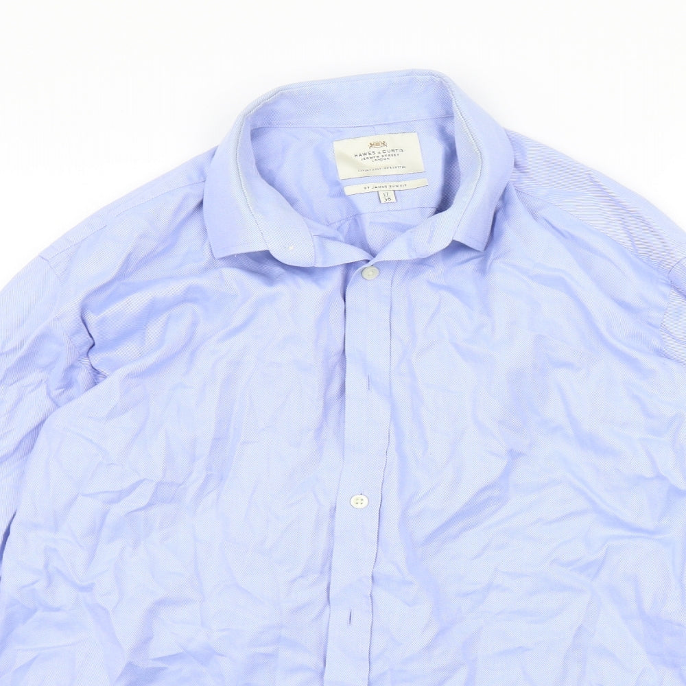 Hawes & Curtis Mens Blue    Button-Up Size 17