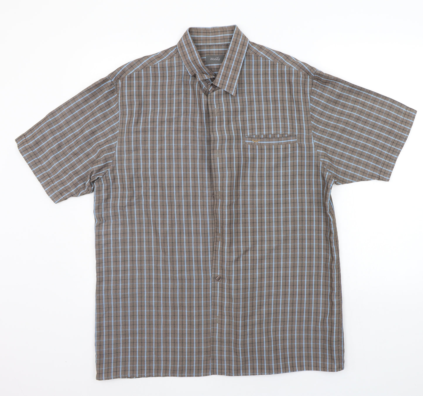 Wosley Mens Brown Polka Dot   Button-Up Size L