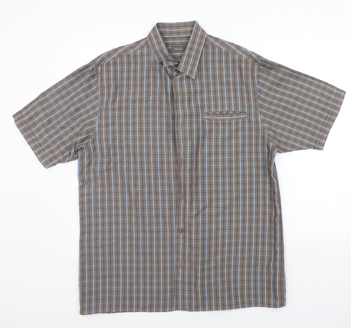 Wosley Mens Brown Polka Dot   Button-Up Size L