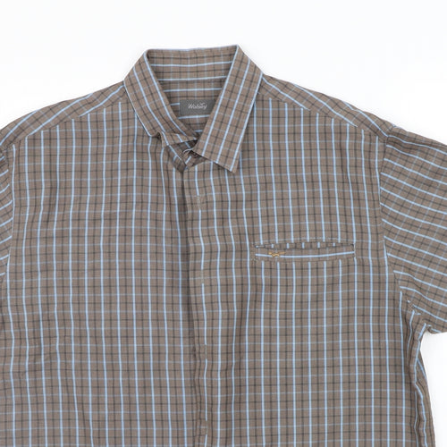 Wosley Mens Brown Polka Dot   Button-Up Size L