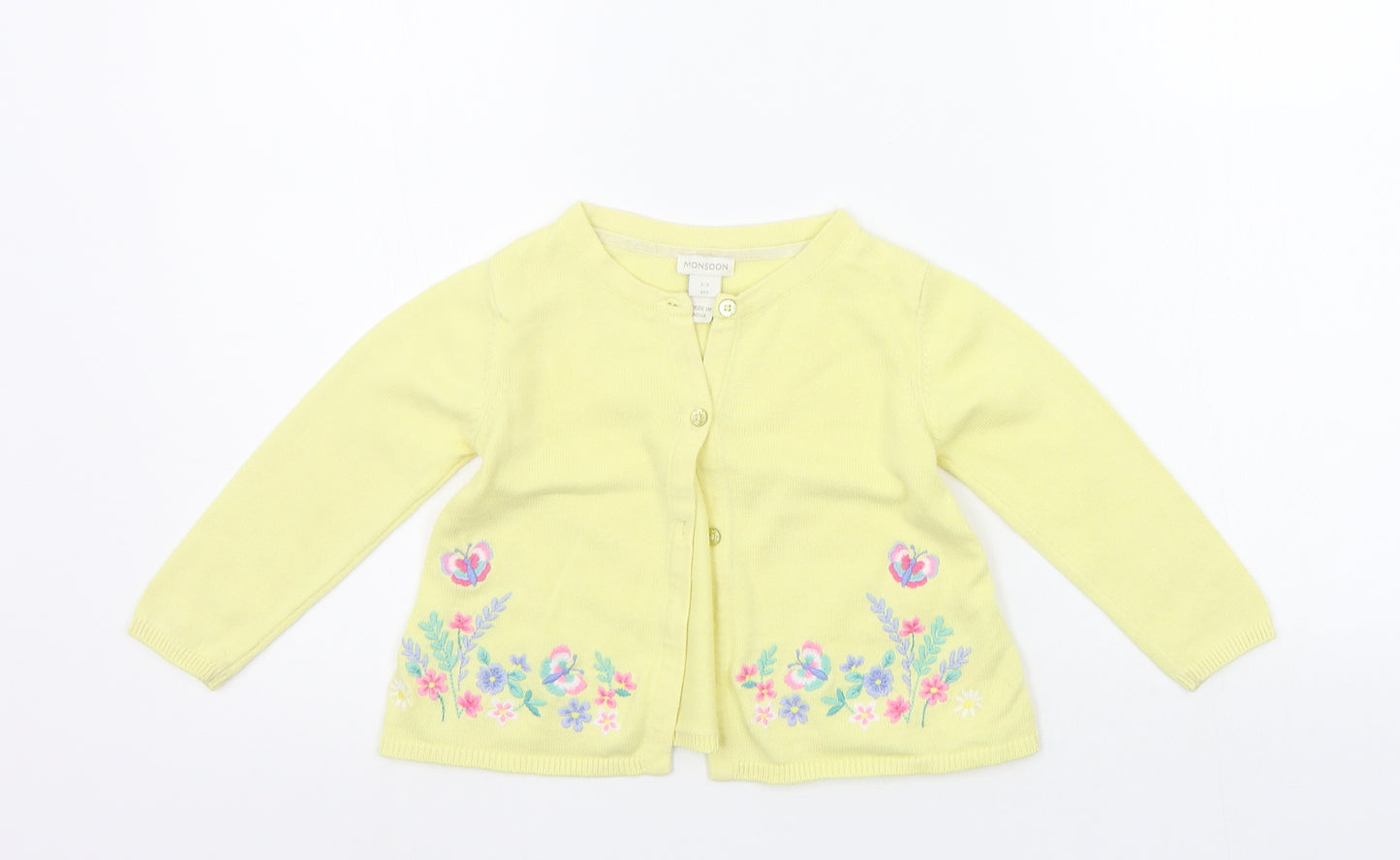 Monsoon Girls Yellow   Cardigan Jumper Size 2-3 Years