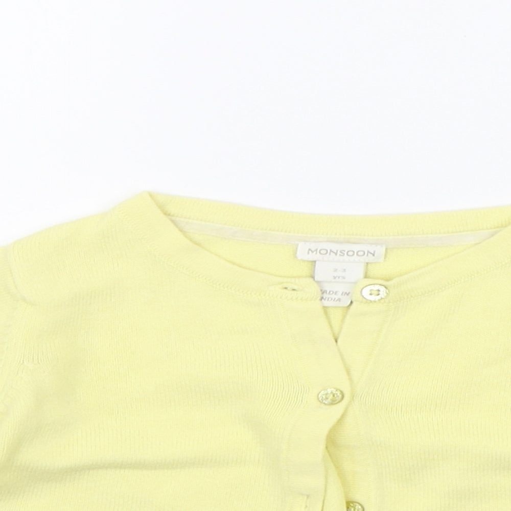 Monsoon Girls Yellow   Cardigan Jumper Size 2-3 Years