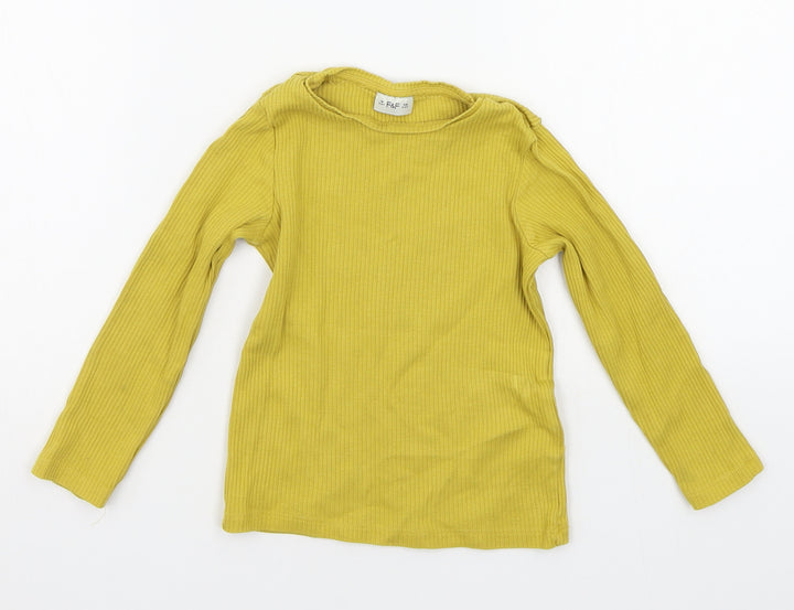 F&F Girls Yellow   Basic T-Shirt Size 4-5 Years