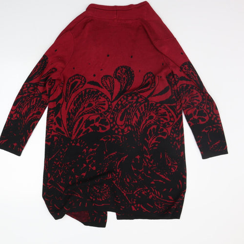 Damart Womens Red Geometric  Cardigan Jumper Size 10