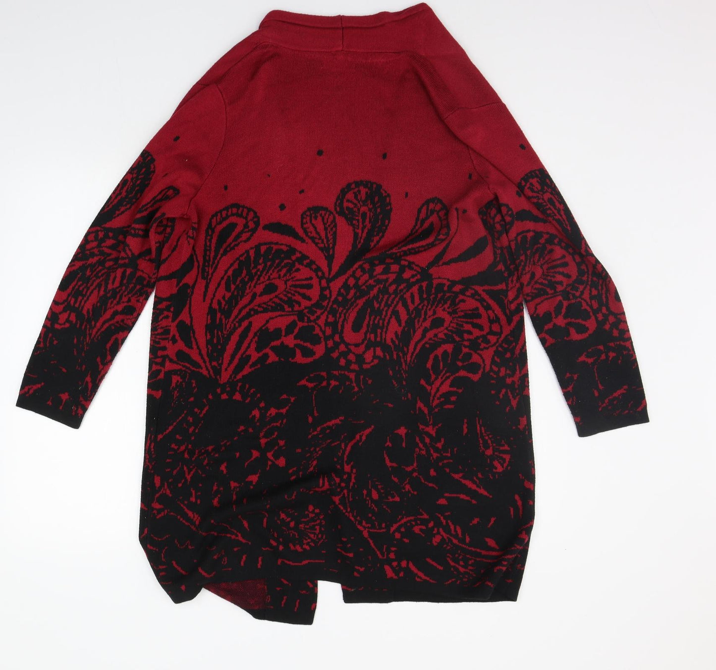 Damart Womens Red Geometric  Cardigan Jumper Size 10