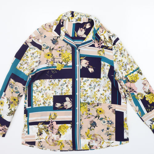 TU Womens Beige Geometric  Basic Button-Up Size 12