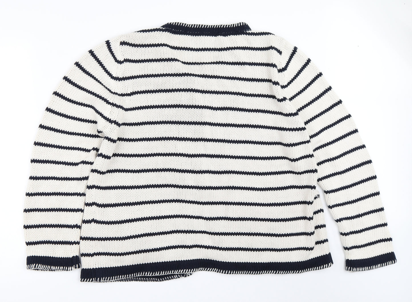 Marks and Spencer Womens Ivory Striped  Cardigan Jumper Size 22