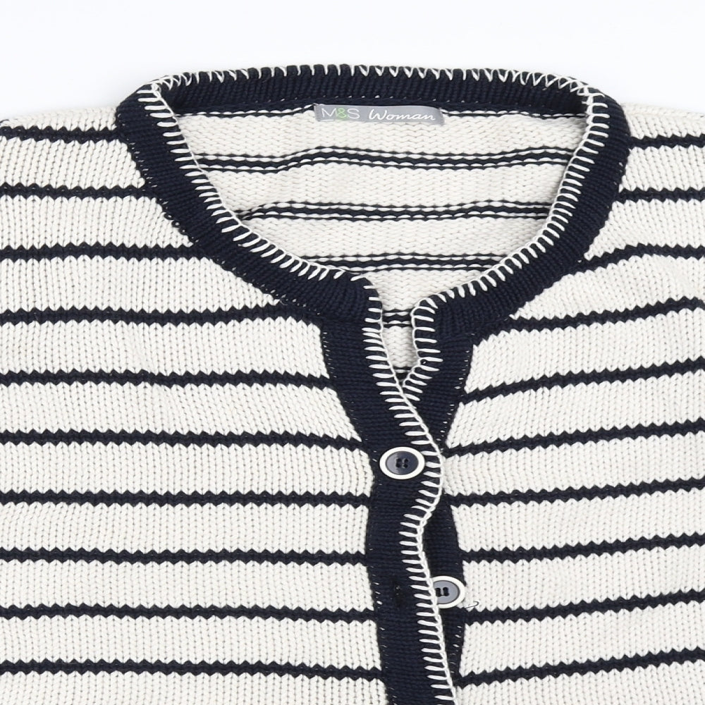 Marks and Spencer Womens Ivory Striped  Cardigan Jumper Size 22