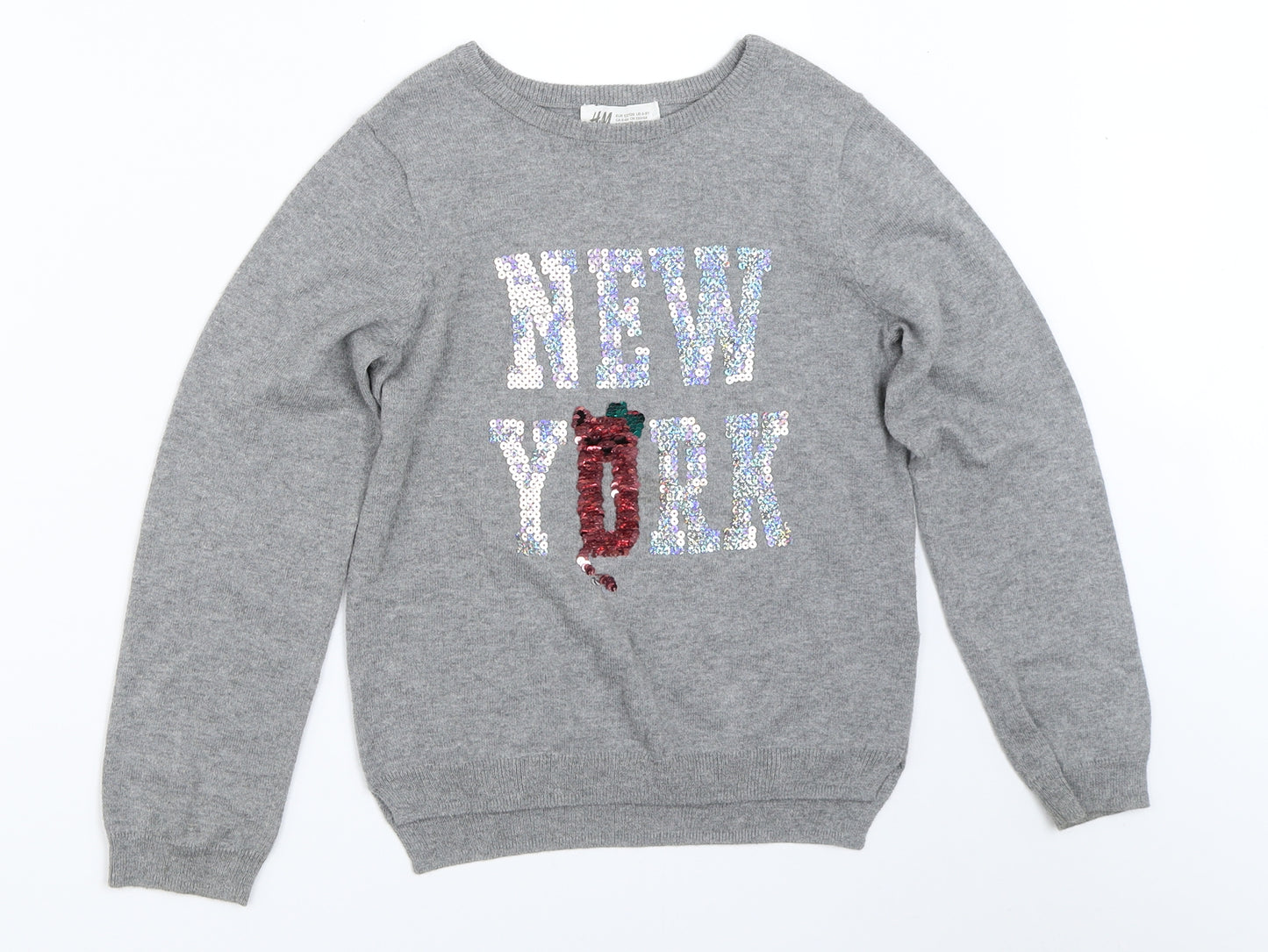 H&M Girls Grey   Pullover Jumper Size 6-7 Years