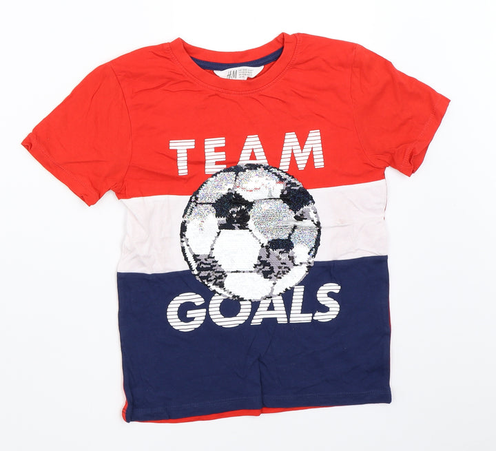 H&M Girls Red Basic T-Shirt Size 6-7 Years