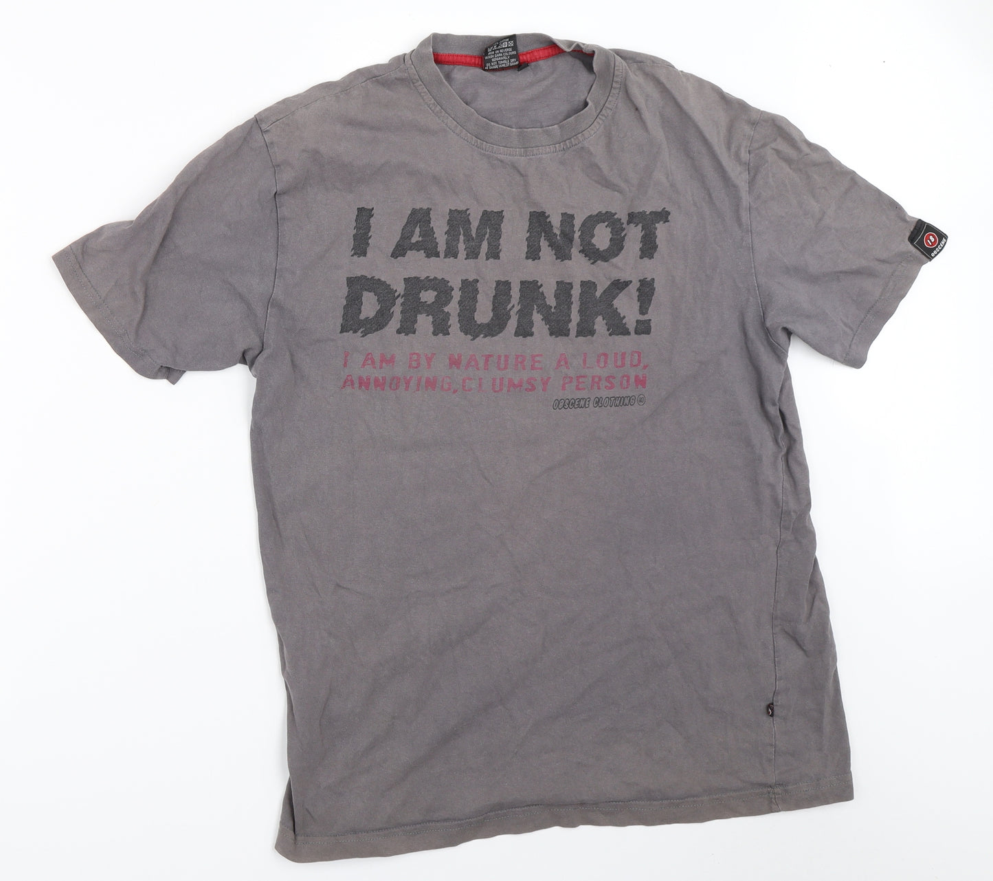 Obscene Clothing Mens Grey    T-Shirt Size M