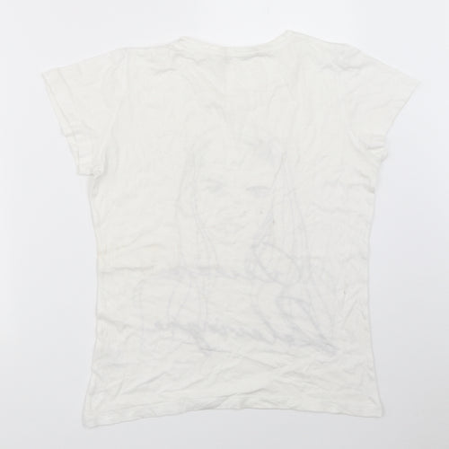 Black Score Womens White   Basic T-Shirt Size S  - cara delevigne