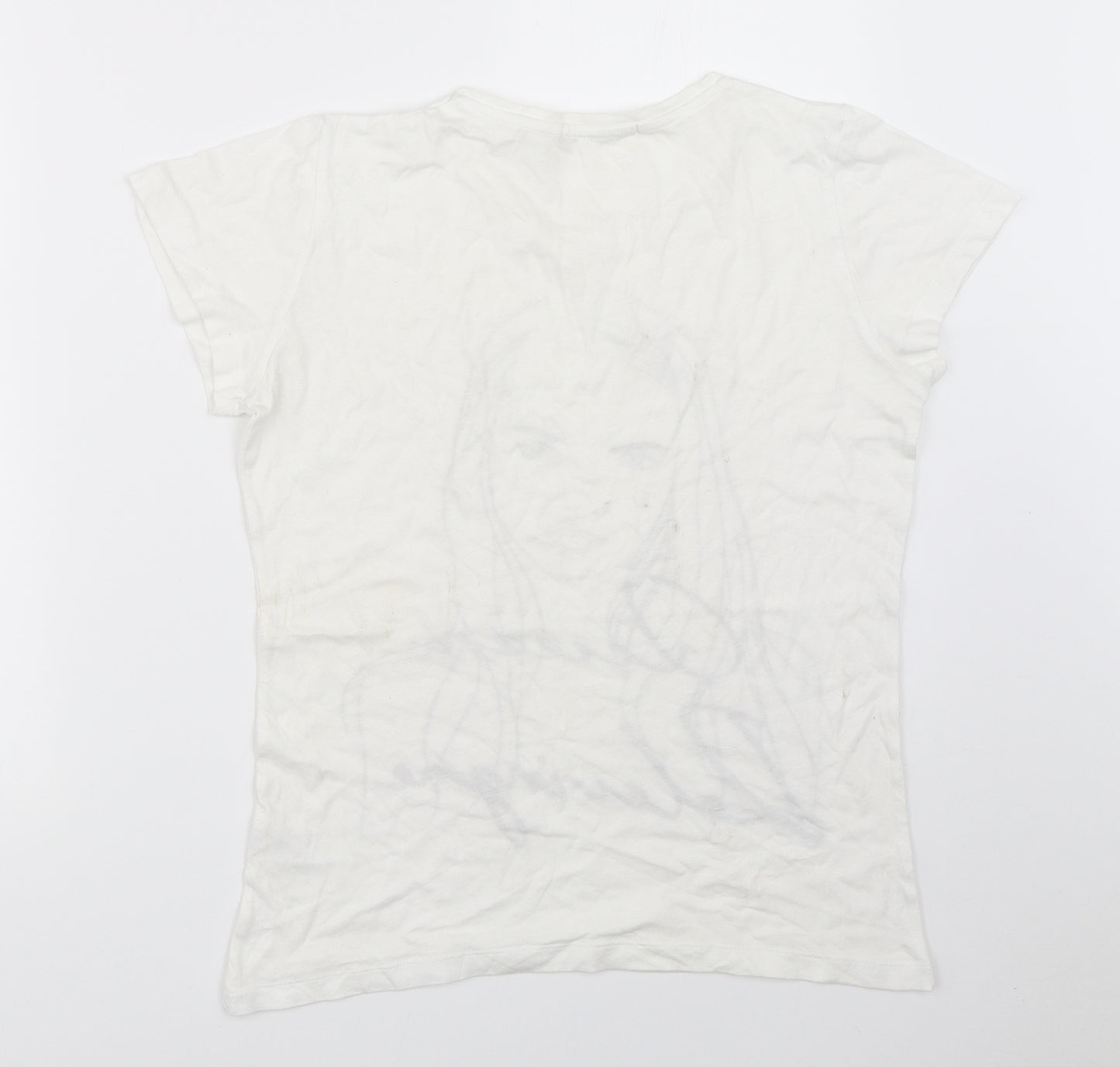 Black Score Womens White   Basic T-Shirt Size S  - cara delevigne