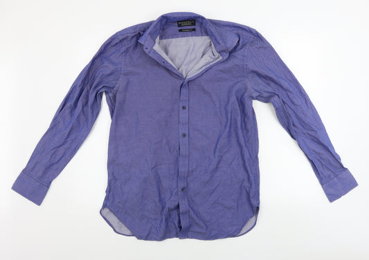 Front view of Hammond & CO men’s blue dress shirt, size 16.5