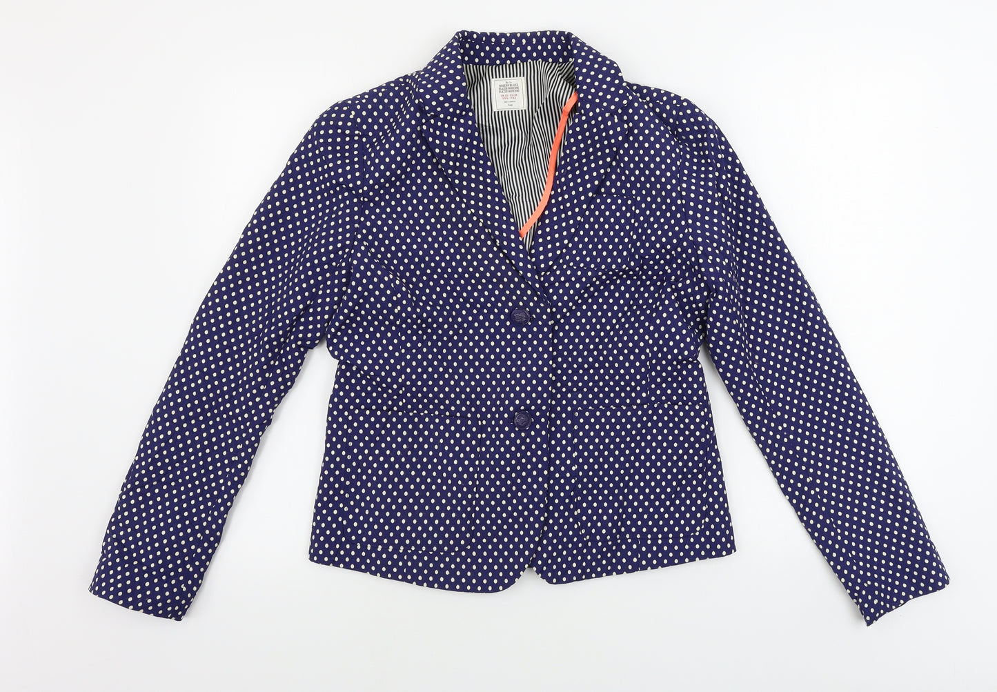 Preworn  Womens Blue Polka Dot  Jacket Blazer Size 10