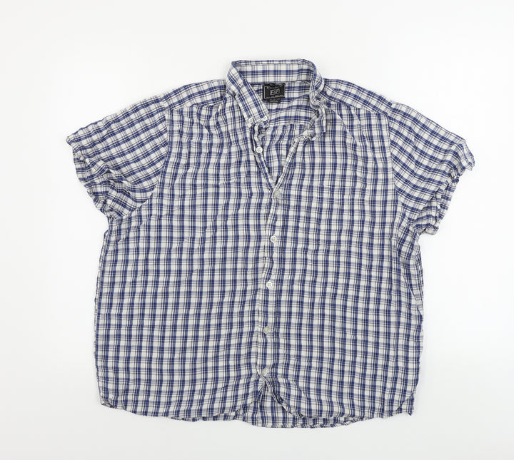 F&F Mens White Check Button-Up Size L