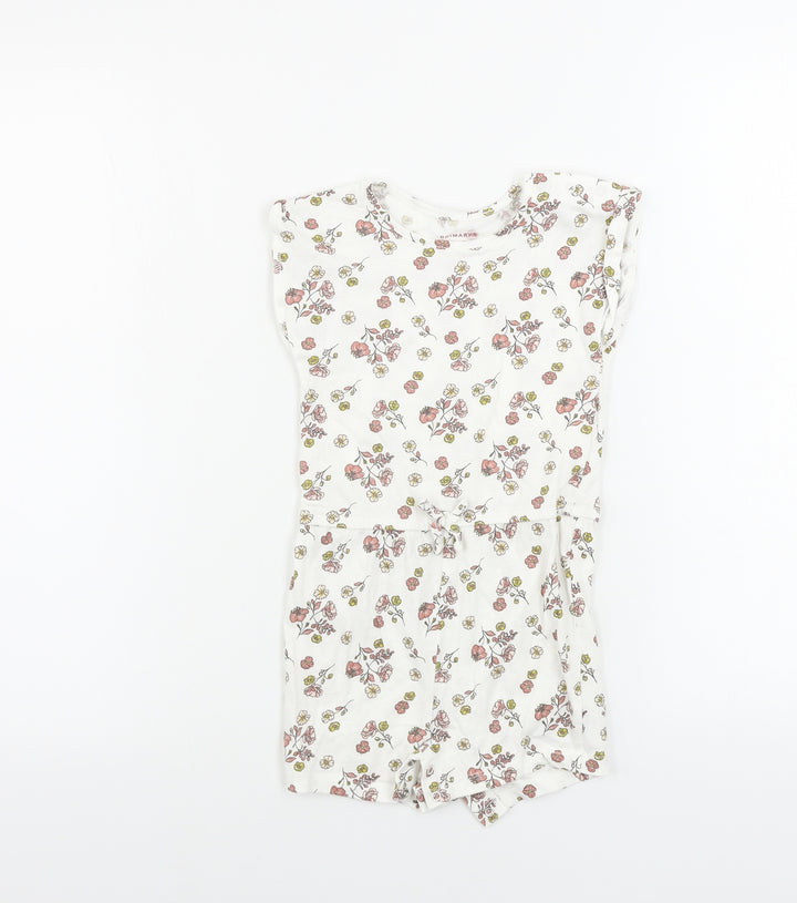 Primark  Girls White Floral  Jumpsuit One-Piece Size 2-3 Years