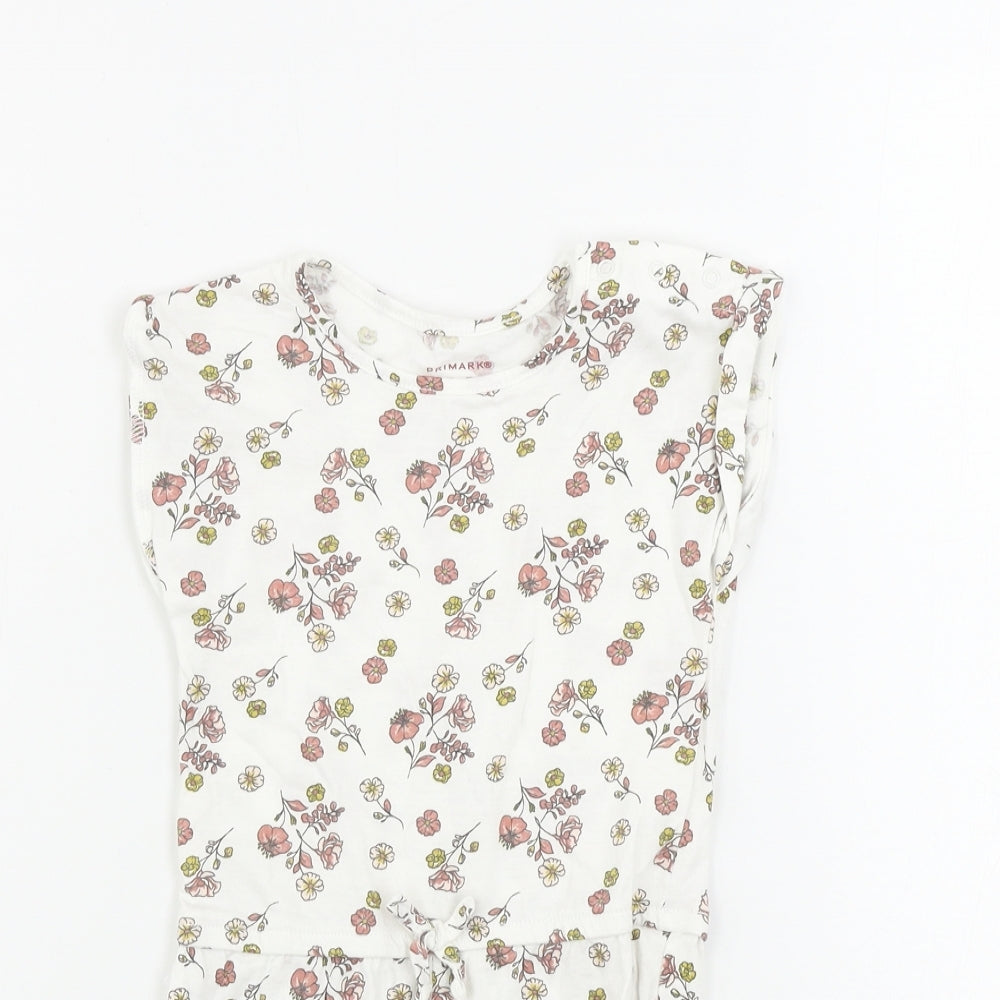 Primark  Girls White Floral  Jumpsuit One-Piece Size 2-3 Years