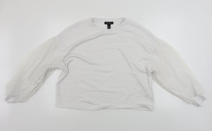 New Look Womens White Polka Dot Pullover Jumper Size L