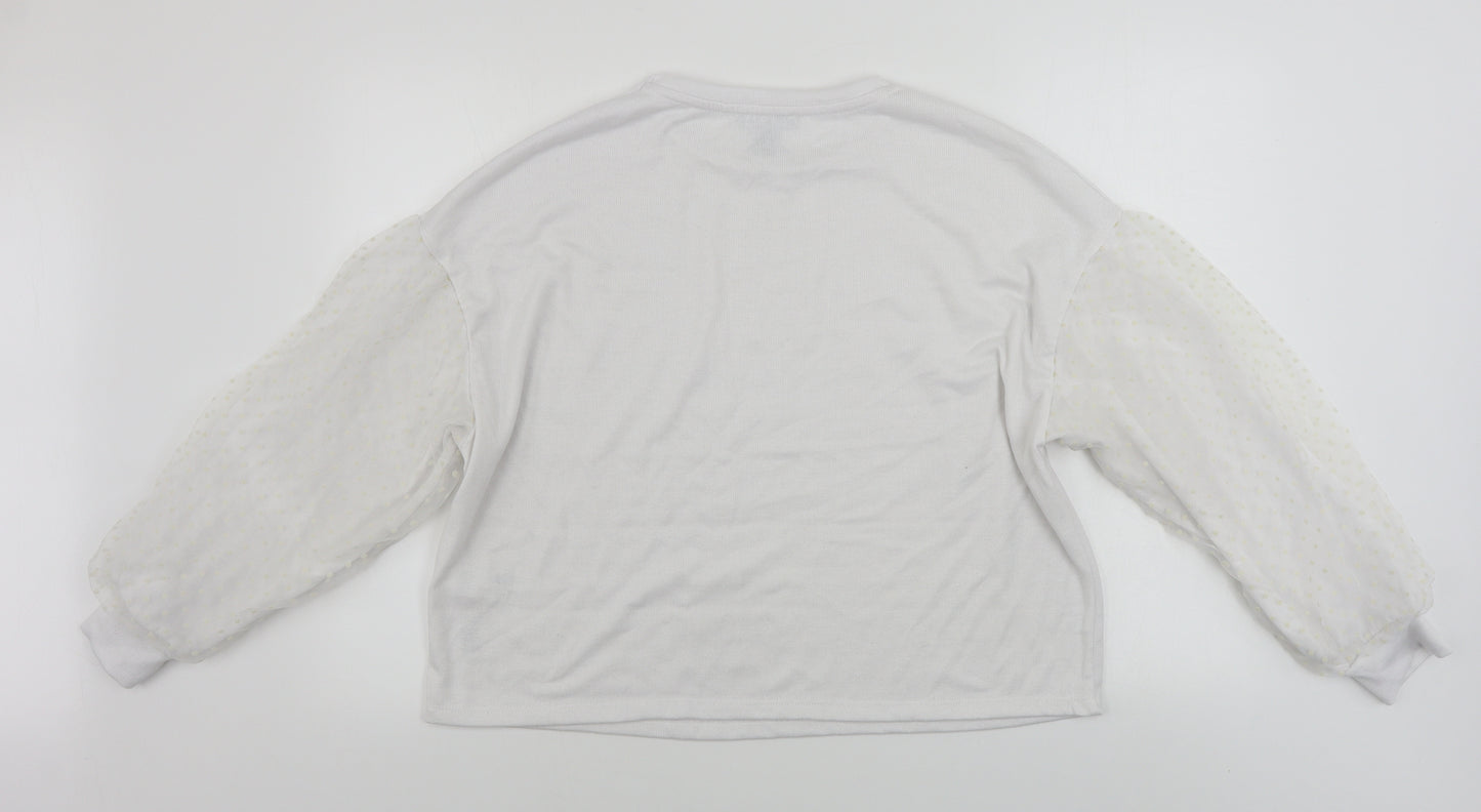 New Look  Womens White Polka Dot  Pullover Jumper Size L