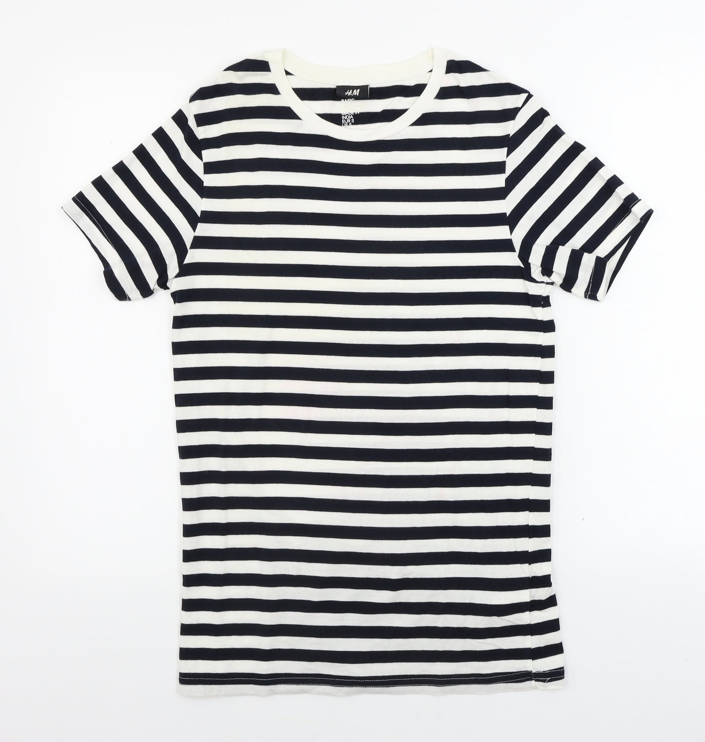 H&M  Womens White Striped  Basic T-Shirt Size S
