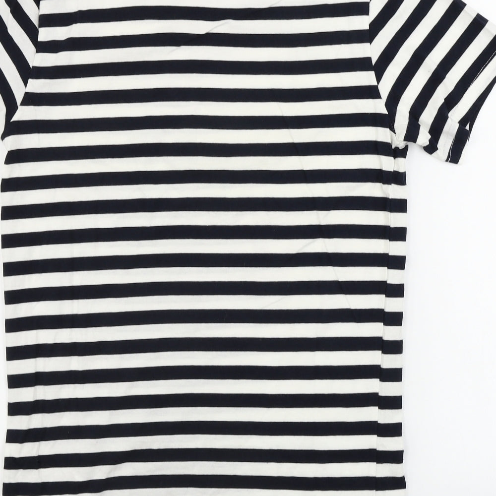 H&M  Womens White Striped  Basic T-Shirt Size S