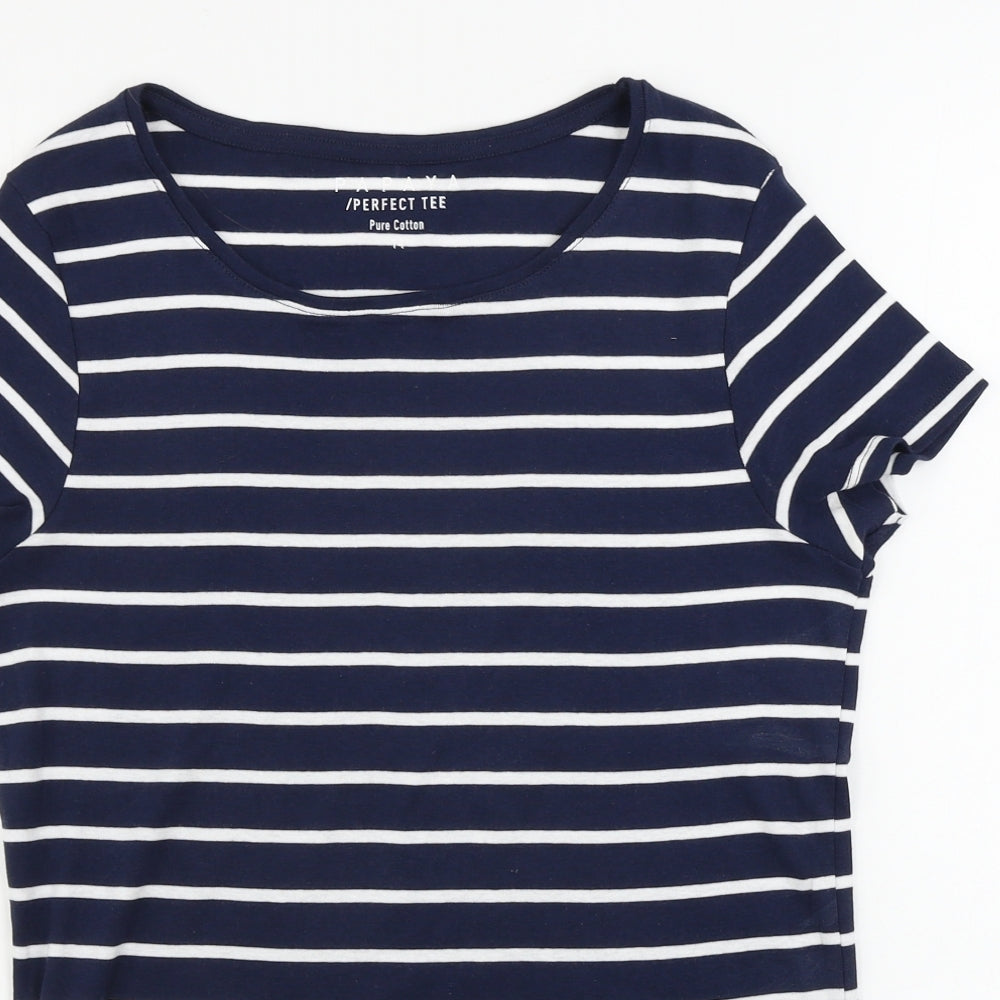 Matalan  Womens Blue Striped  Basic T-Shirt Size 14