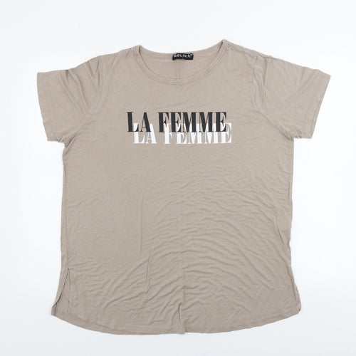 Select  Womens Brown   Basic T-Shirt Size L
