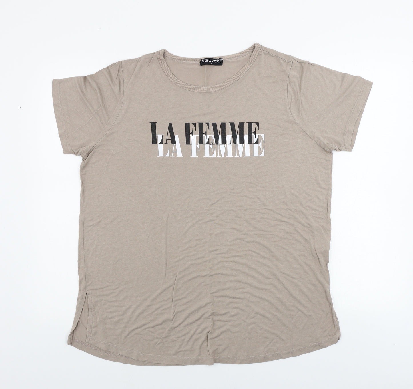 Select  Womens Brown   Basic T-Shirt Size L