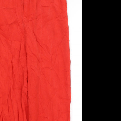 Zara Womens Red   Cropped Trousers Size XS L22 in