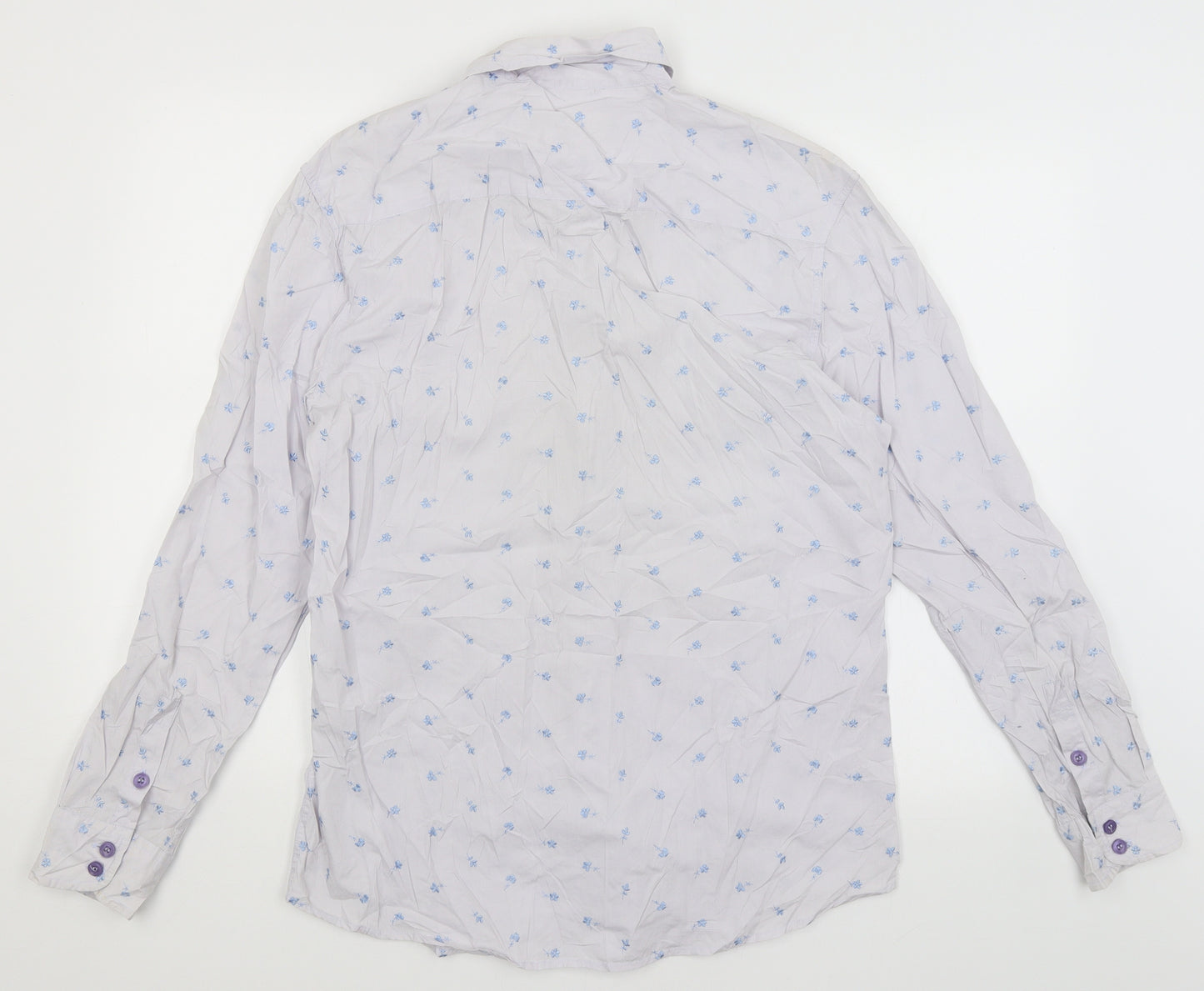 DKNY Jeans Mens Blue Floral   Button-Up Size L