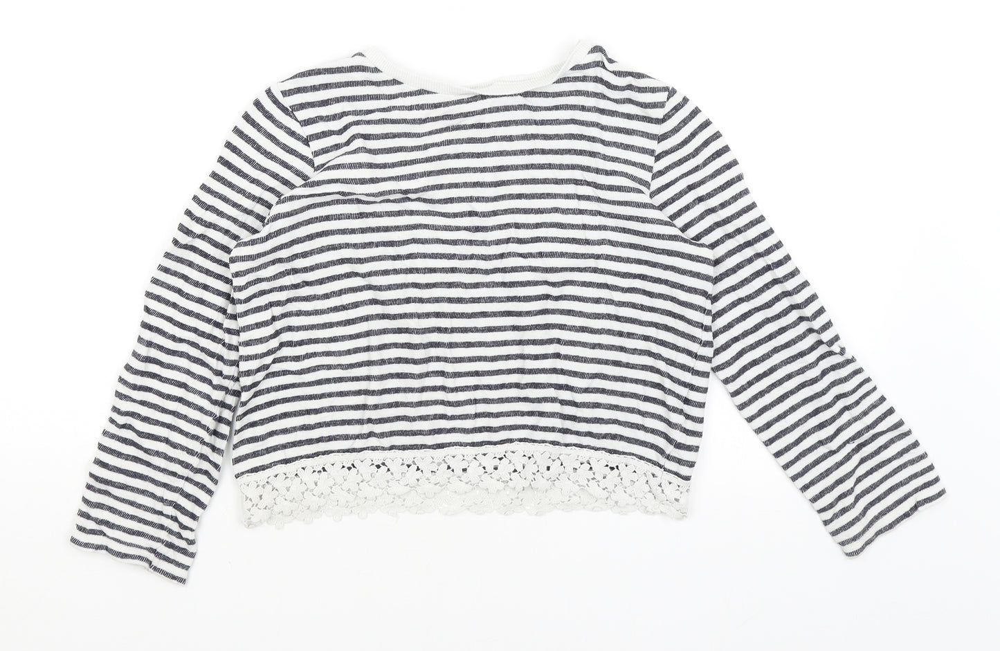 M&S Girls White Striped  Pullover Jumper Size 9-10 Years