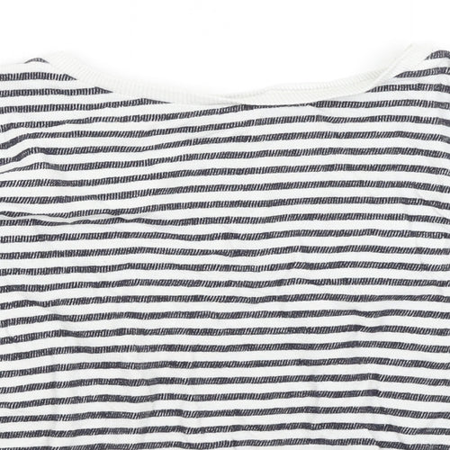 M&S Girls White Striped  Pullover Jumper Size 9-10 Years