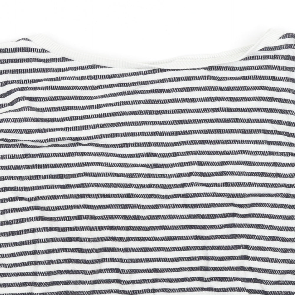 M&S Girls White Striped  Pullover Jumper Size 9-10 Years