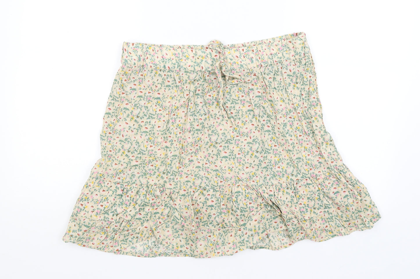 Primark Womens Yellow Floral  Flare Skirt Size 14
