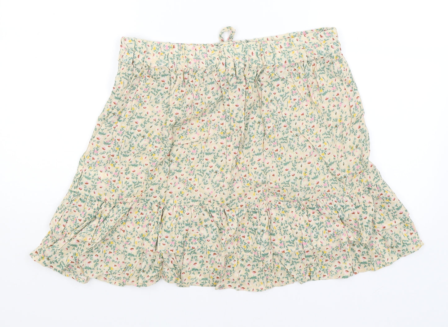 Primark Womens Yellow Floral  Flare Skirt Size 14