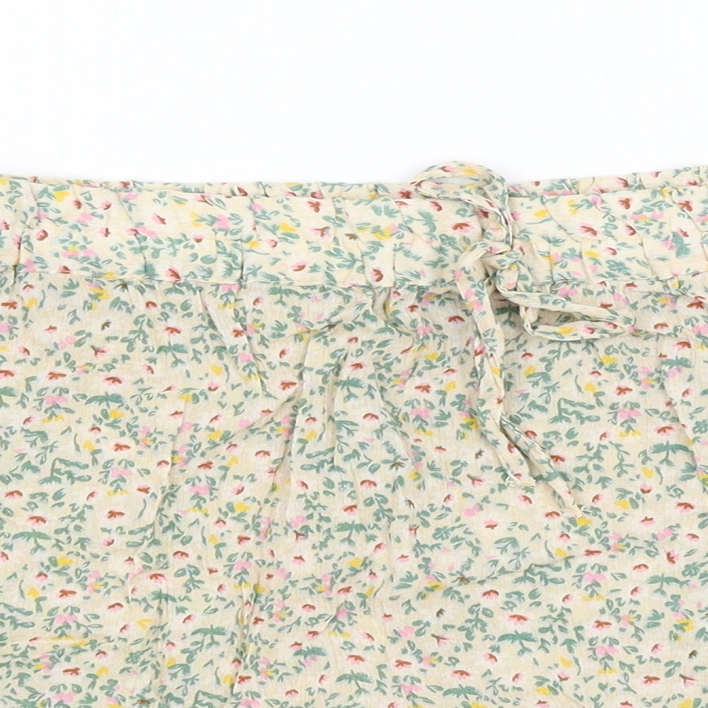 Primark Womens Yellow Floral  Flare Skirt Size 14