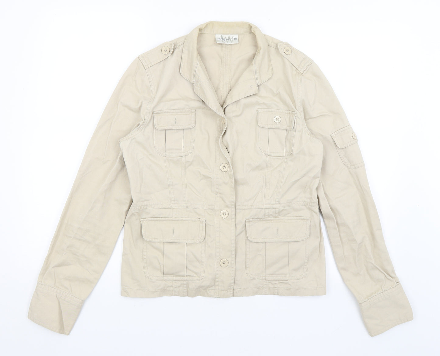 Todays Woman Womens Beige   Jacket  Size 14