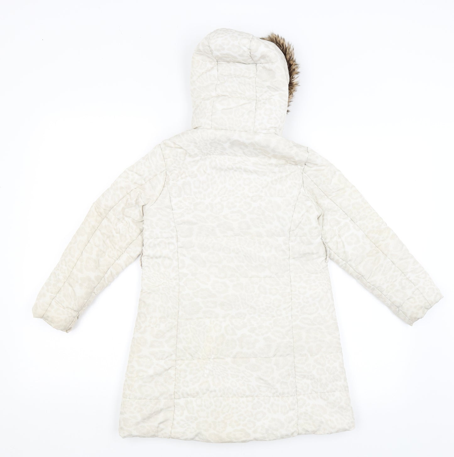 Feraud Girls Ivory Animal Print  Puffer Jacket Coat Size 5-6 Years