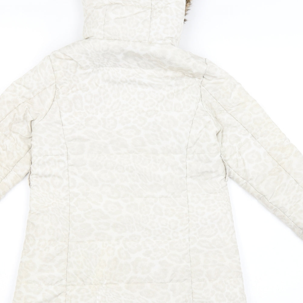 Feraud Girls Ivory Animal Print  Puffer Jacket Coat Size 5-6 Years