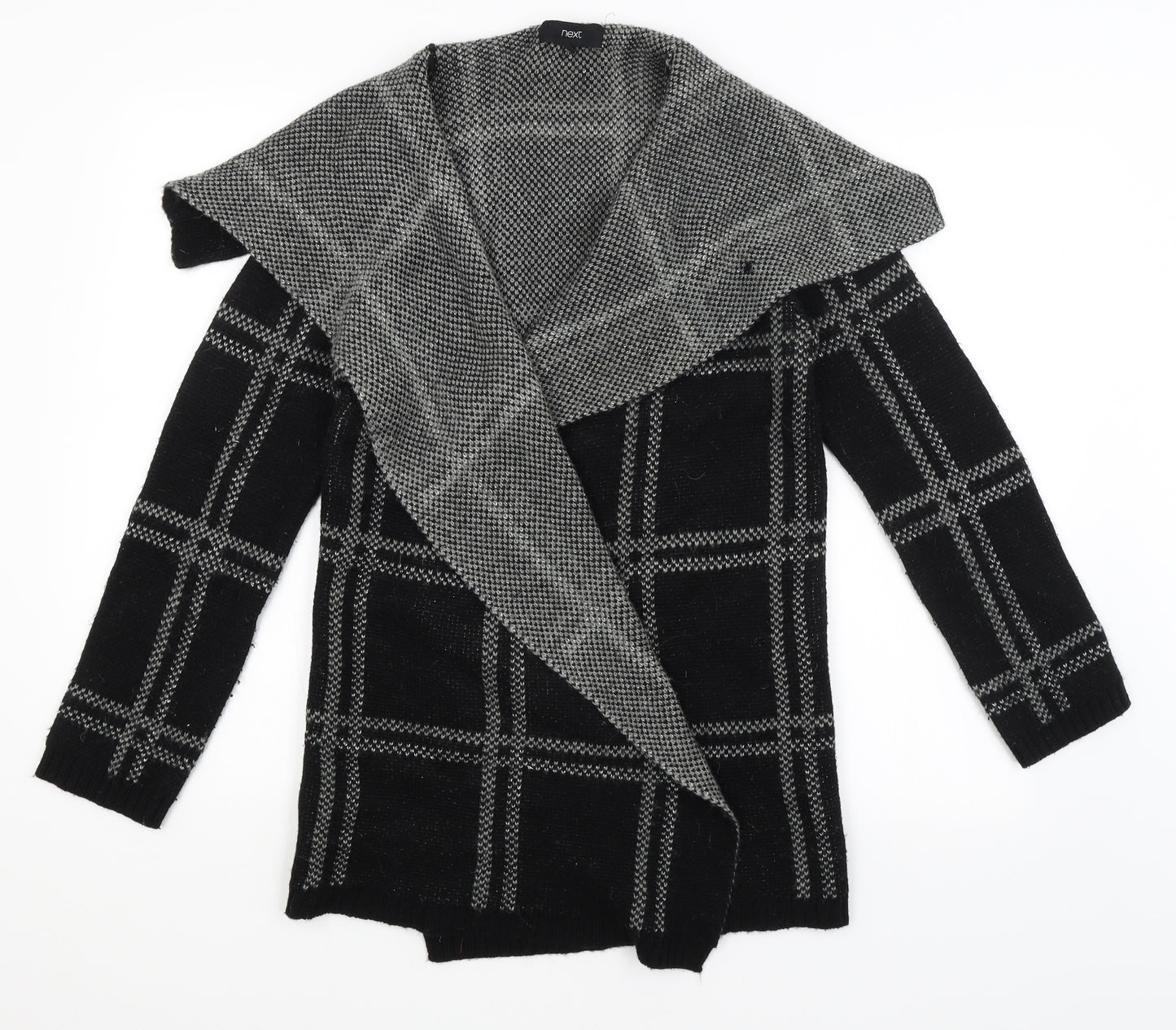 NEXT Womens Black Check  Wrap Jumper Size M
