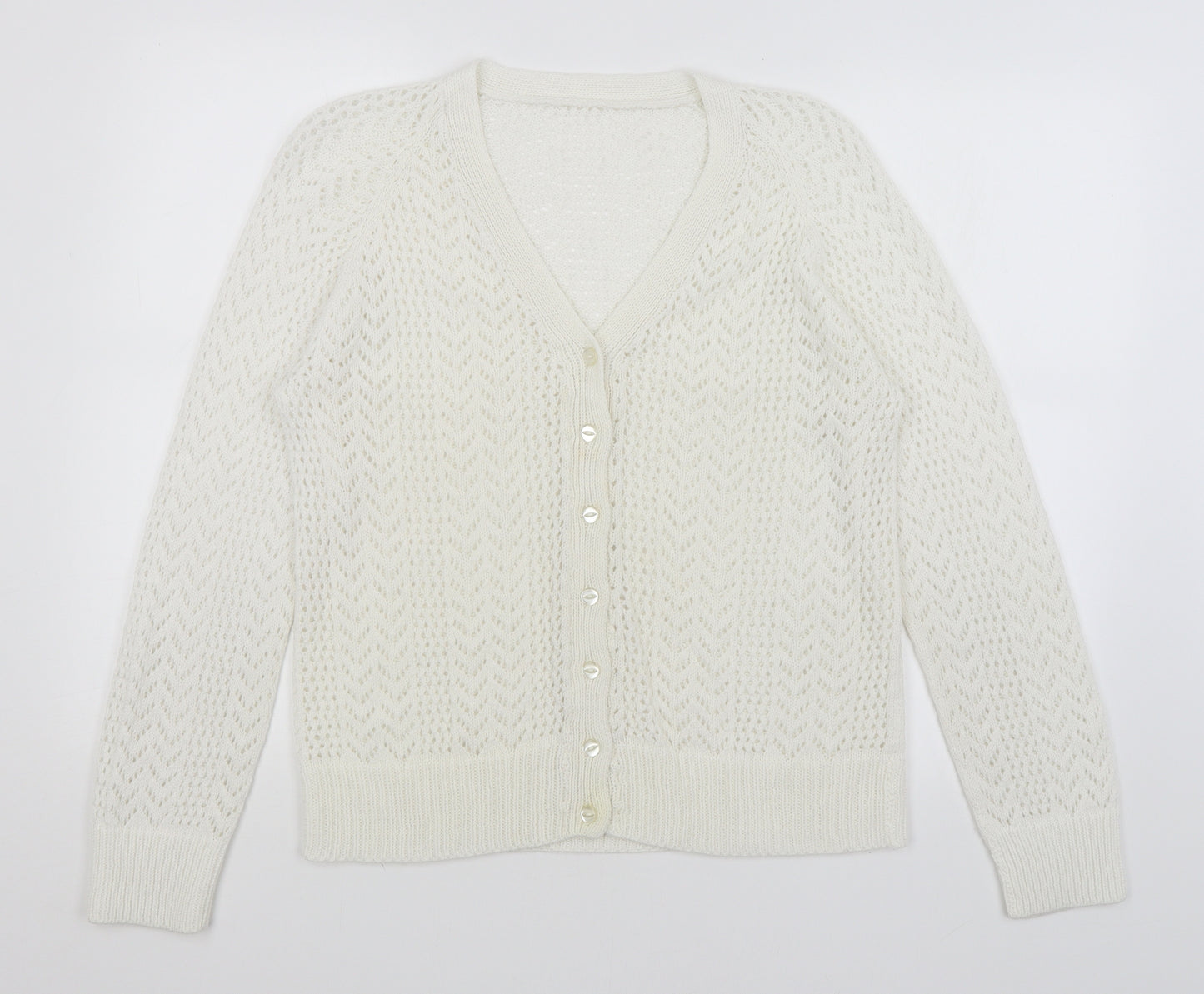 Preworn Womens White   Cardigan Jumper Size M