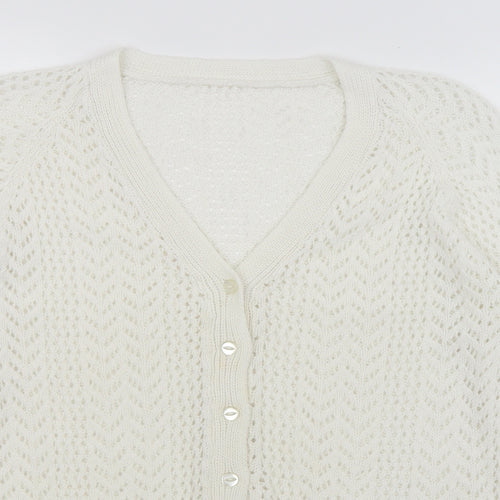 Preworn Womens White   Cardigan Jumper Size M