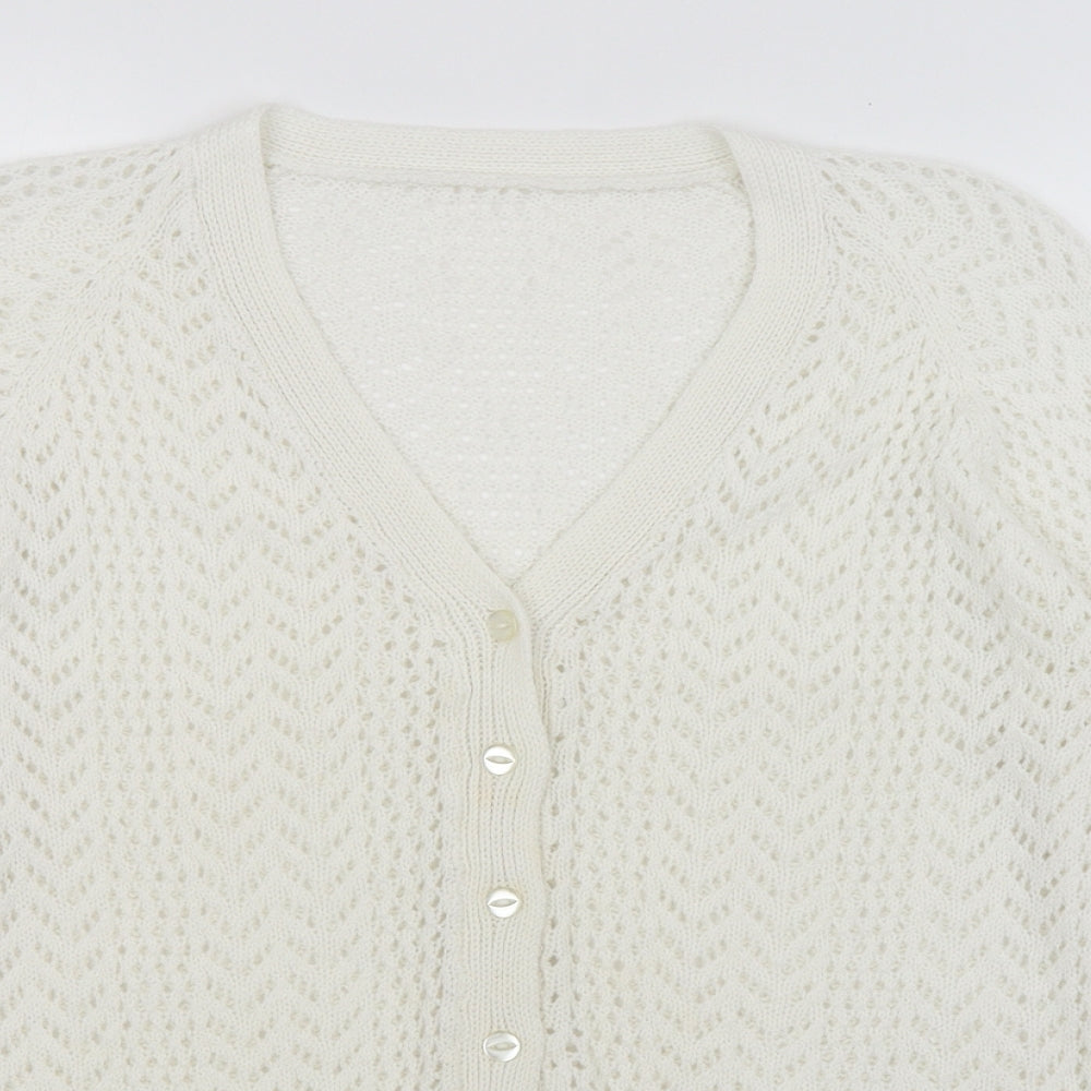 Preworn Womens White   Cardigan Jumper Size M