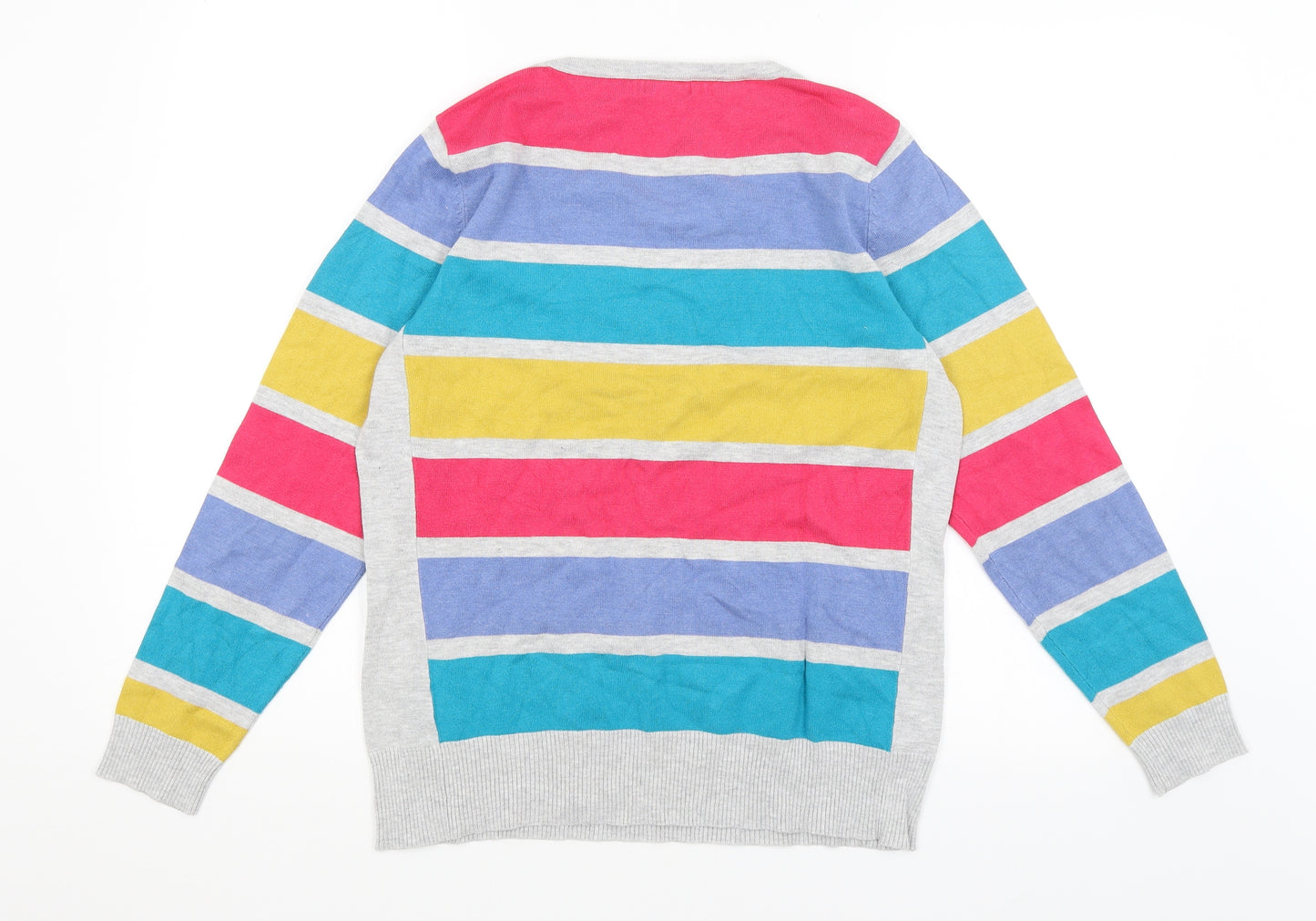 M&Co Womens Grey Striped  Pullover Jumper Size 16